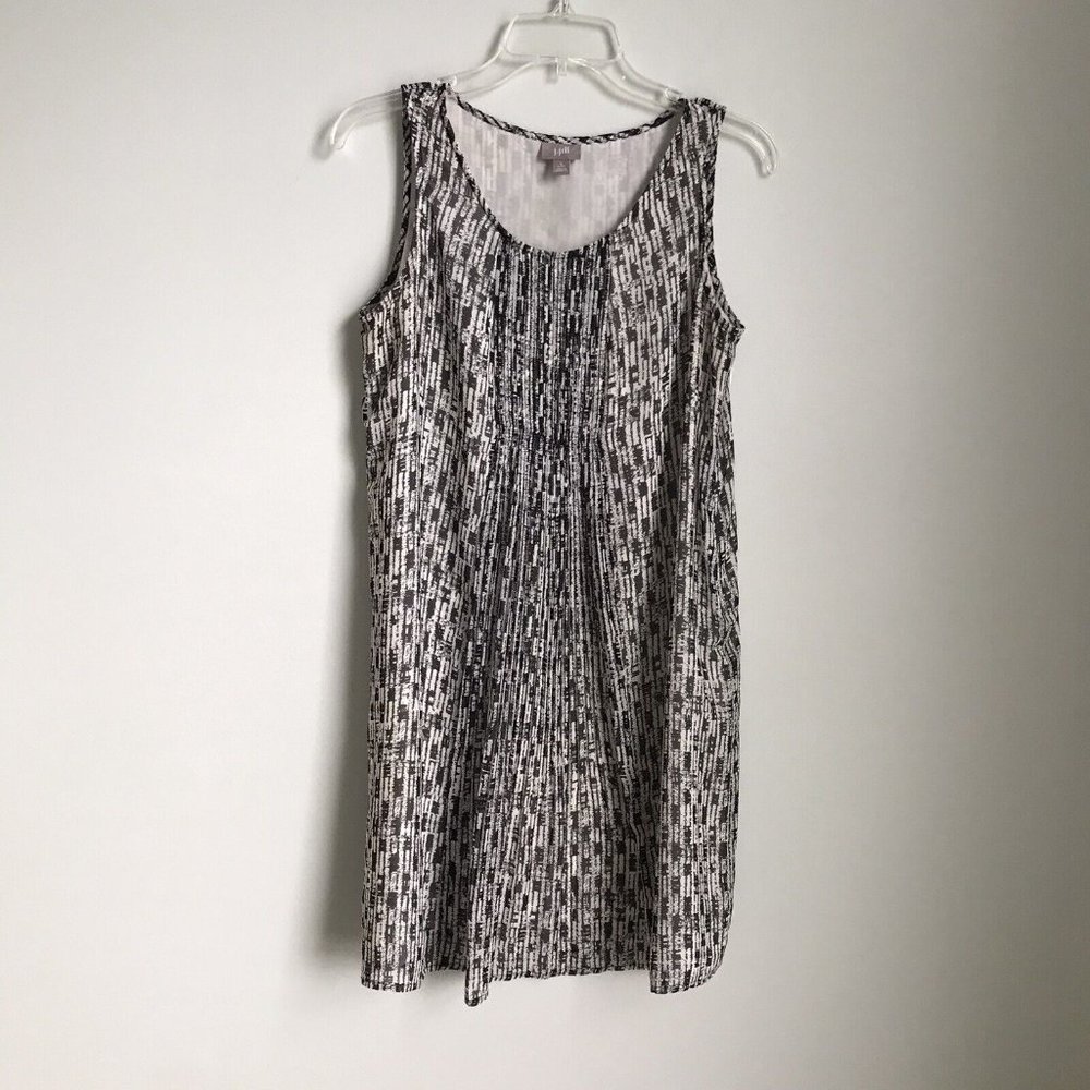 J Jill Black Print Sleeveless Pleated Dress